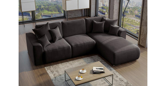 ECKSOFA in Lederlook Dunkelbraun  - Chromfarben/Dunkelbraun, KONVENTIONELL, Kunststoff/Textil (293/195cm) - Carryhome