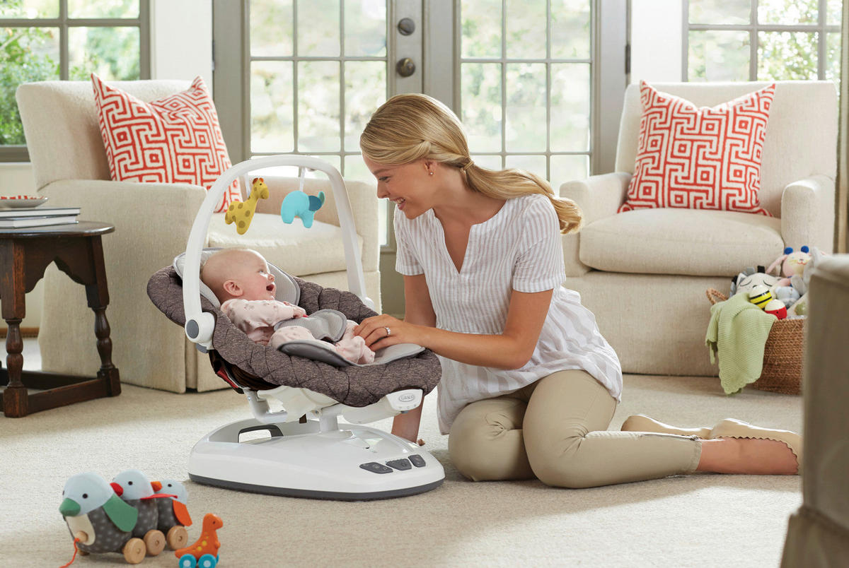 SCHAUKELWIPPE MOVE WITH ME Weiß   - Hellgrau/Weiß, Basics, Textil/Metall (69/52,5/67,5cm) - Graco