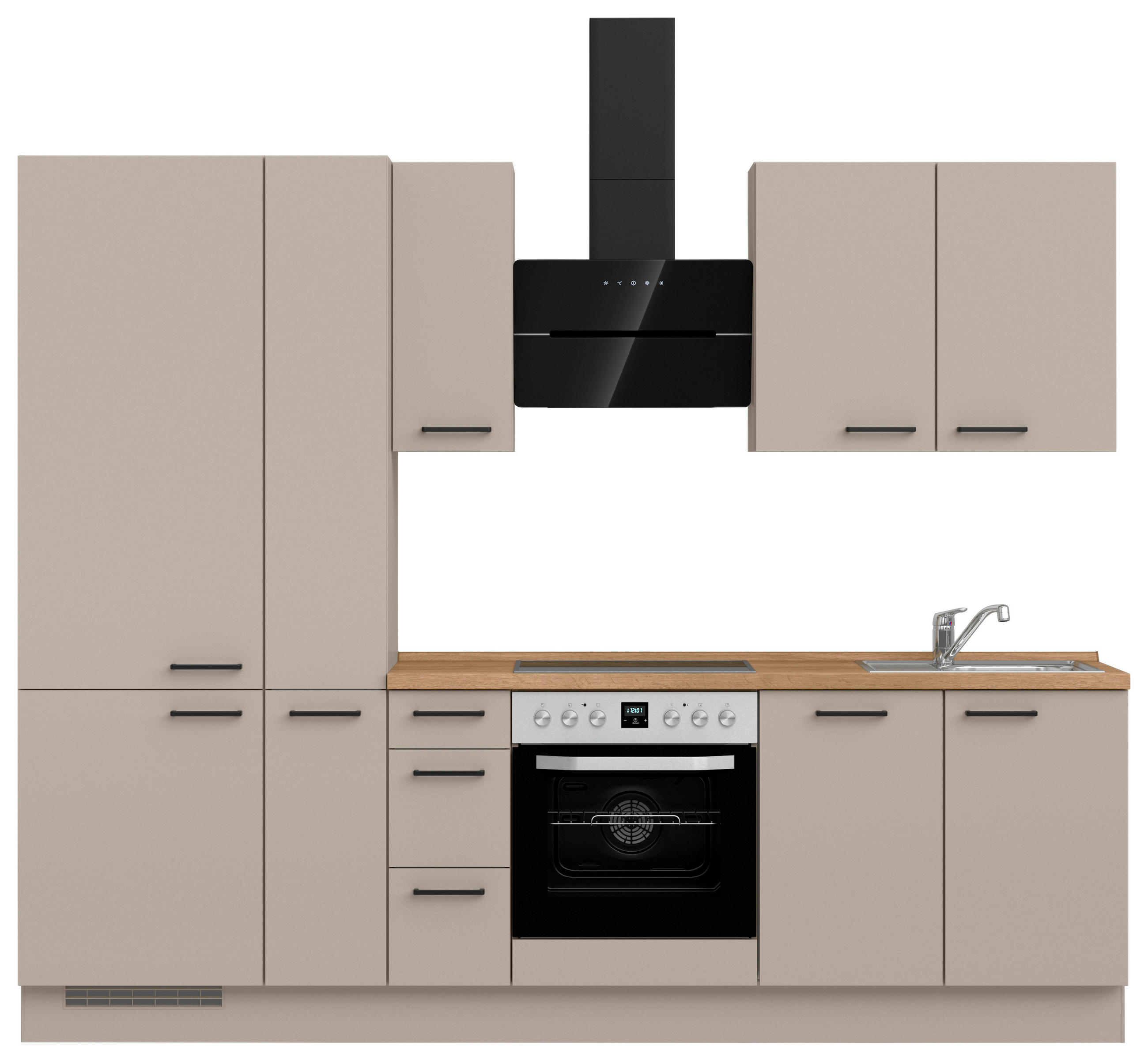KÜCHENBLOCK 270 cm   in Eichefarben, Sandfarben  - Sandfarben/Eichefarben, MODERN, Holzwerkstoff/Metall (270cm) - Nobilia