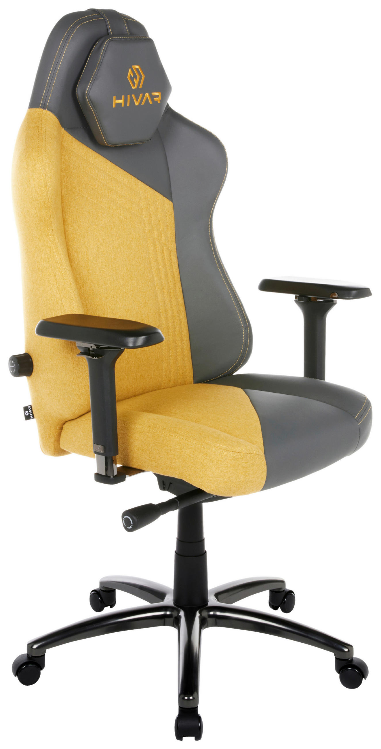 GAMINGSTUHL Grau, Senfgelb Metall, Textil  