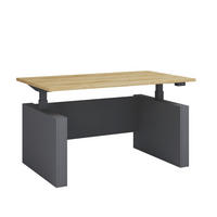PISALNA MIZA leseni material antracit, črna, medeni hrast  - črna/medeni hrast, Konvencionalno, leseni material (138/80/73-122cm) - MID.YOU