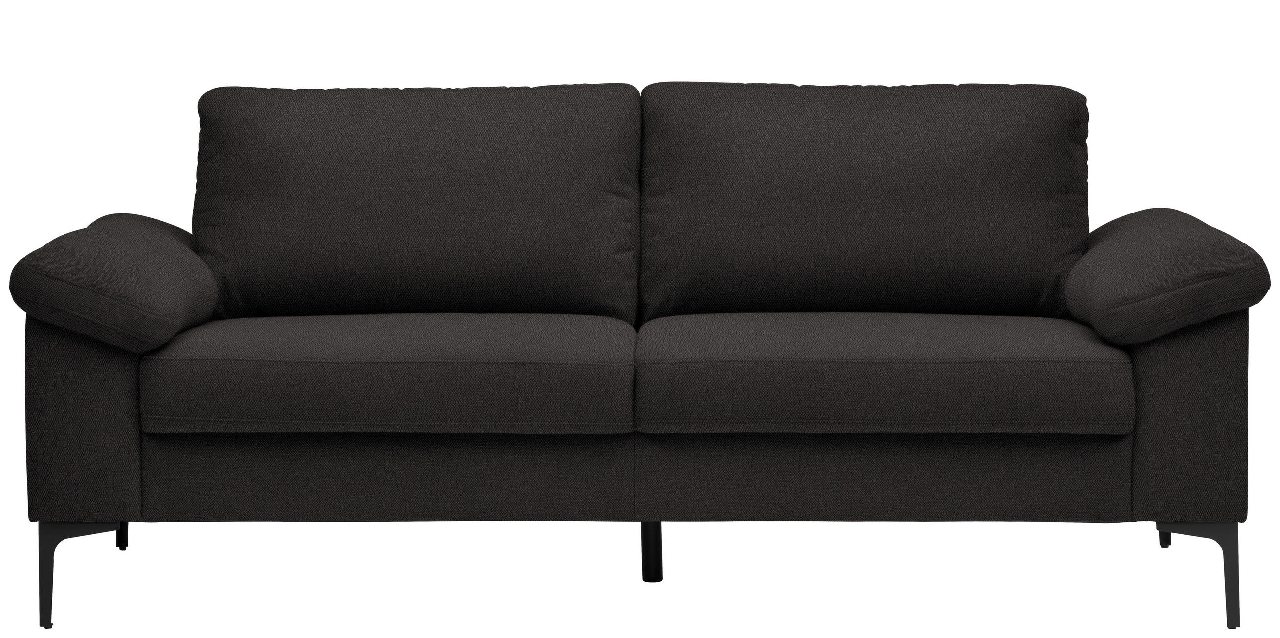 2,5-SITZER in Flachgewebe Dunkelbraun  - Dunkelbraun/Schwarz, Design, Textil/Metall (206/86/97cm) - Pure Home Lifestyle