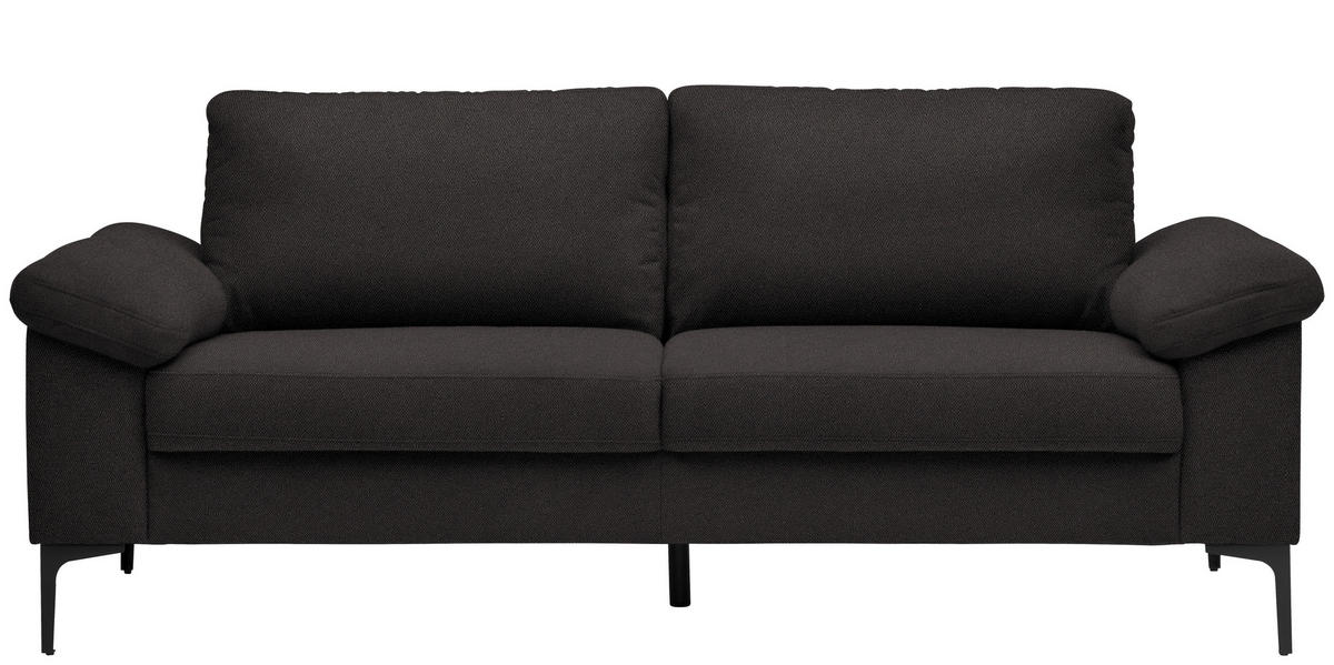 2,5-SITZER in Flachgewebe Dunkelbraun  - Dunkelbraun/Schwarz, Design, Textil/Metall (206/86/97cm) - Pure Home Lifestyle