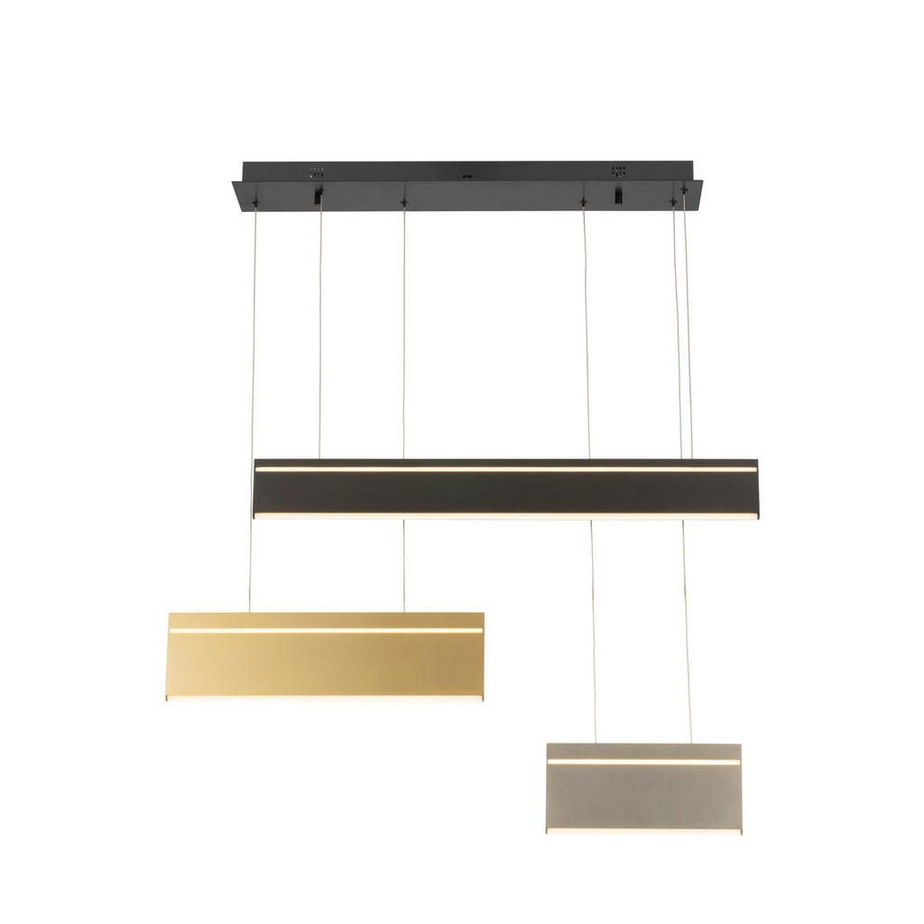 Thumbnail - Dieter Knoll Led-Hängeleuchte Bradford, Schwarz, Nickel, Gold, Metall, Kunststoff, Uni,Uni, länglich,länglich, 15x120x95...