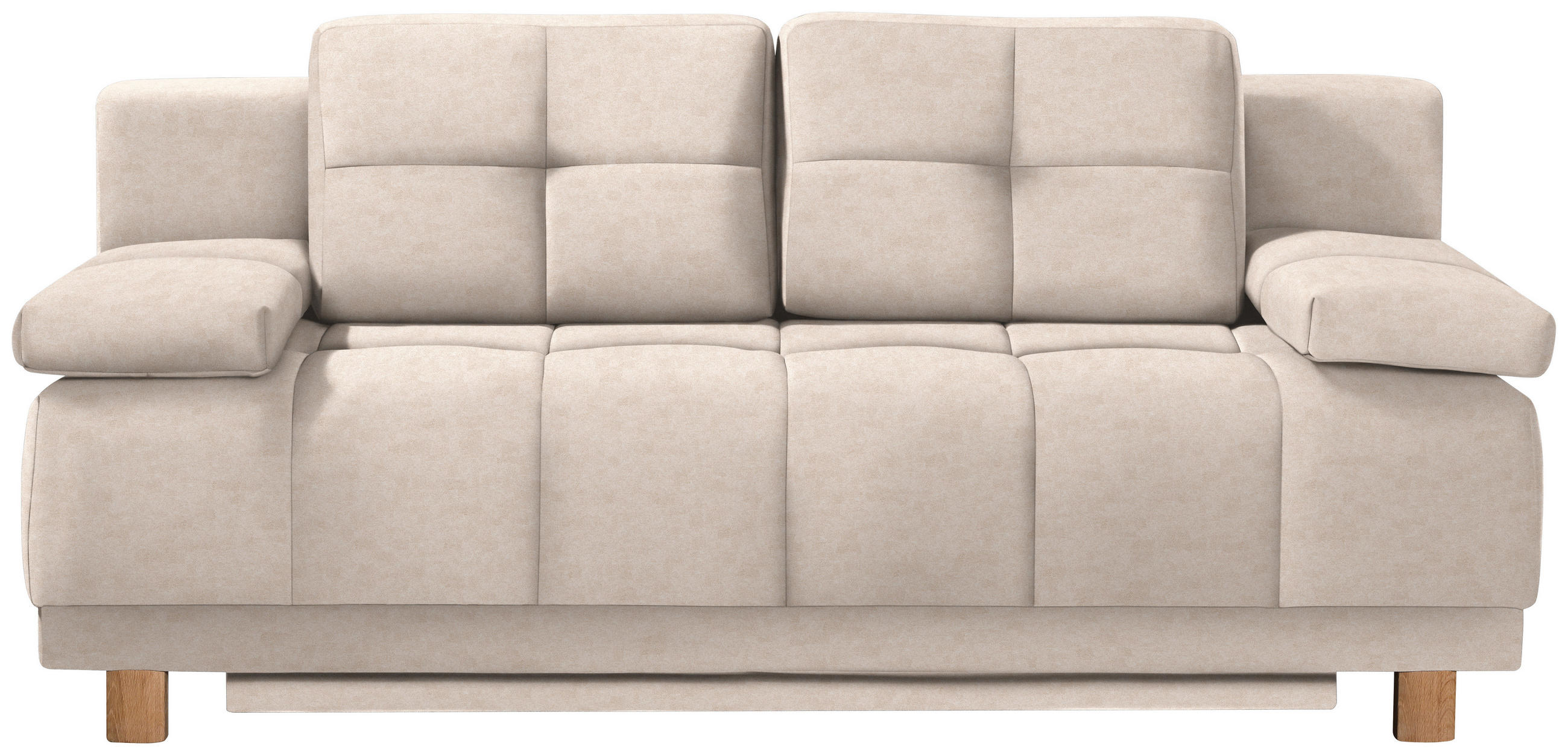 BOXSPRINGSOFA in Flachgewebe Sandfarben  - Sandfarben/Eichefarben, MODERN, Holz/Textil (202/92/104cm) - Novel