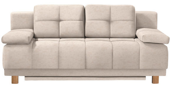 BOXSPRINGSOFA in Flachgewebe Sandfarben  - Sandfarben/Eichefarben, MODERN, Holz/Textil (202/92/104cm) - Novel