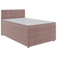 BOXSPRINGBETT 120/200 cm,  in Hellrot, Matratze, Bettkasten, Topper, H3 = fest  - Hellrot/Schwarz, KONVENTIONELL, Kunststoff/Textil (120/200cm) - Boxxx