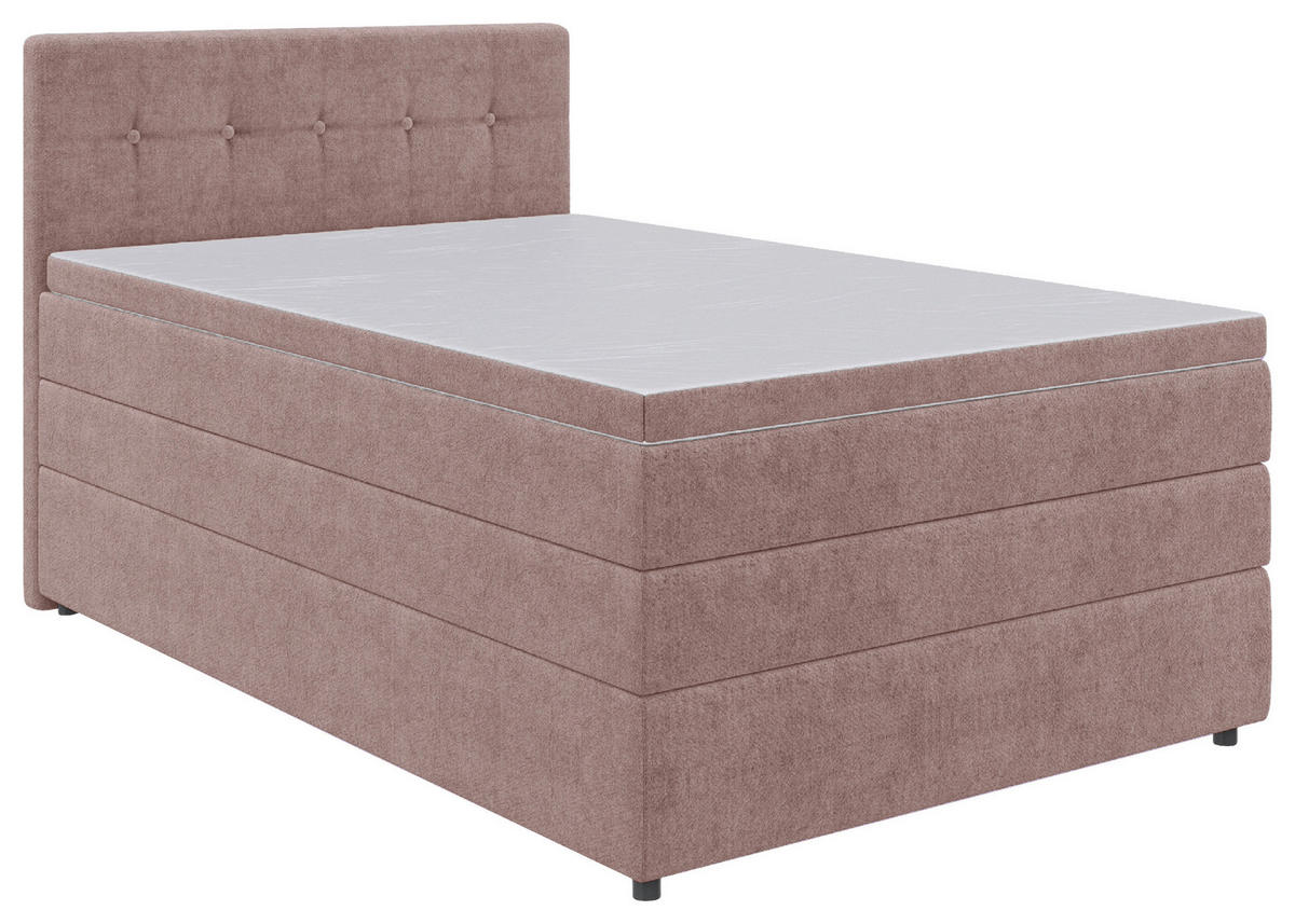 BOXSPRINGBETT 120/200 cm,  in Hellrot, Matratze, Bettkasten, Topper, H3 = fest  - Hellrot/Schwarz, KONVENTIONELL, Kunststoff/Textil (120/200cm) - Boxxx