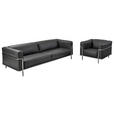 3-SITZER-SOFA Mandia in Echtleder Schwarz  - Chromfarben/Schwarz, Design, Leder/Metall (236/67/96cm) - Johann Jakob