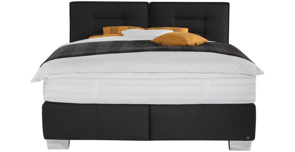 BOXSPRINGBETT 180/220 cm in Schwarz - Alufarben/Schwarz, KONVENTIONELL, Textil/Metall (180/220cm) - Dieter Knoll