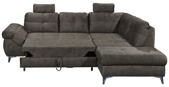 ECKSOFA Anthrazit Velours  - Anthrazit/Hellgrau, KONVENTIONELL, Kunststoff/Textil (275/218cm) - Carryhome