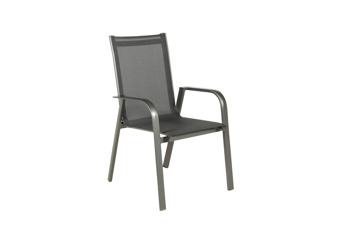 GARTENSET beschichtet Aluminium  - Schieferfarben/Anthrazit, Basics, Textil/Metall (160+60/98/72cm) - Acamp