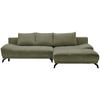 ECKSOFA in Chenille Olivgrün  - Schwarz/Olivgrün, Modern, Textil/Metall (290/182cm) - Hom`in