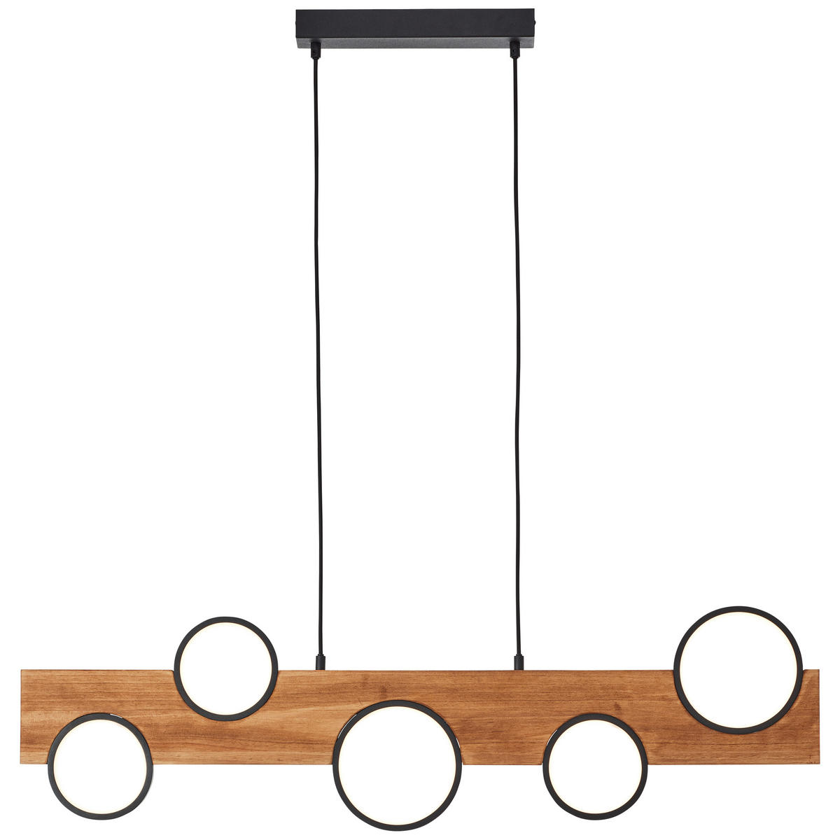 LED-HÄNGELEUCHTE 100/6/150 cm  - Hellbraun/Schwarz, Natur, Holz/Metall (100/6/150cm) - Brilliant