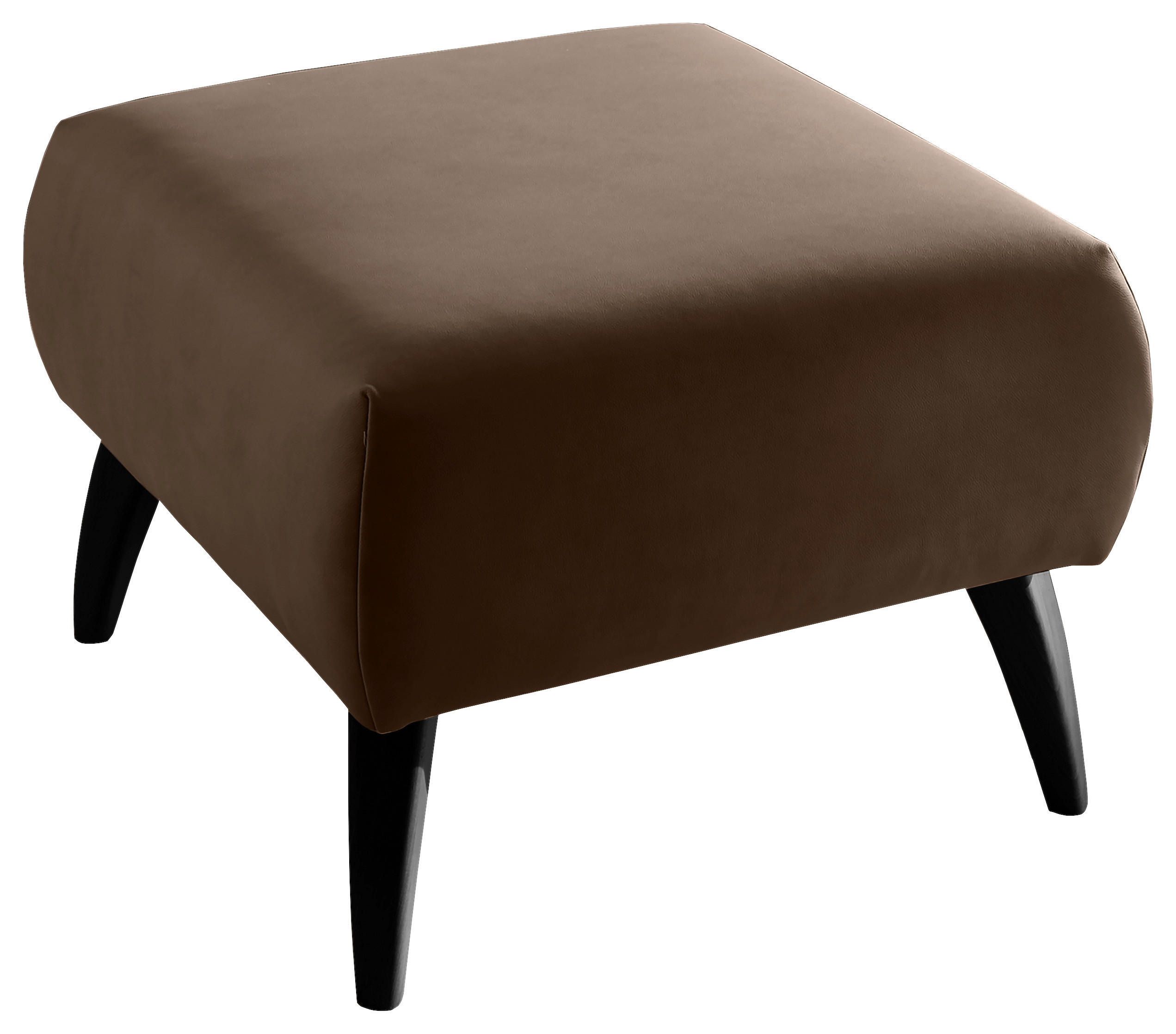 HOCKER Lederlook Braun  - Schwarz/Braun, MODERN, Holz/Textil (66/44/66cm) - Livetastic