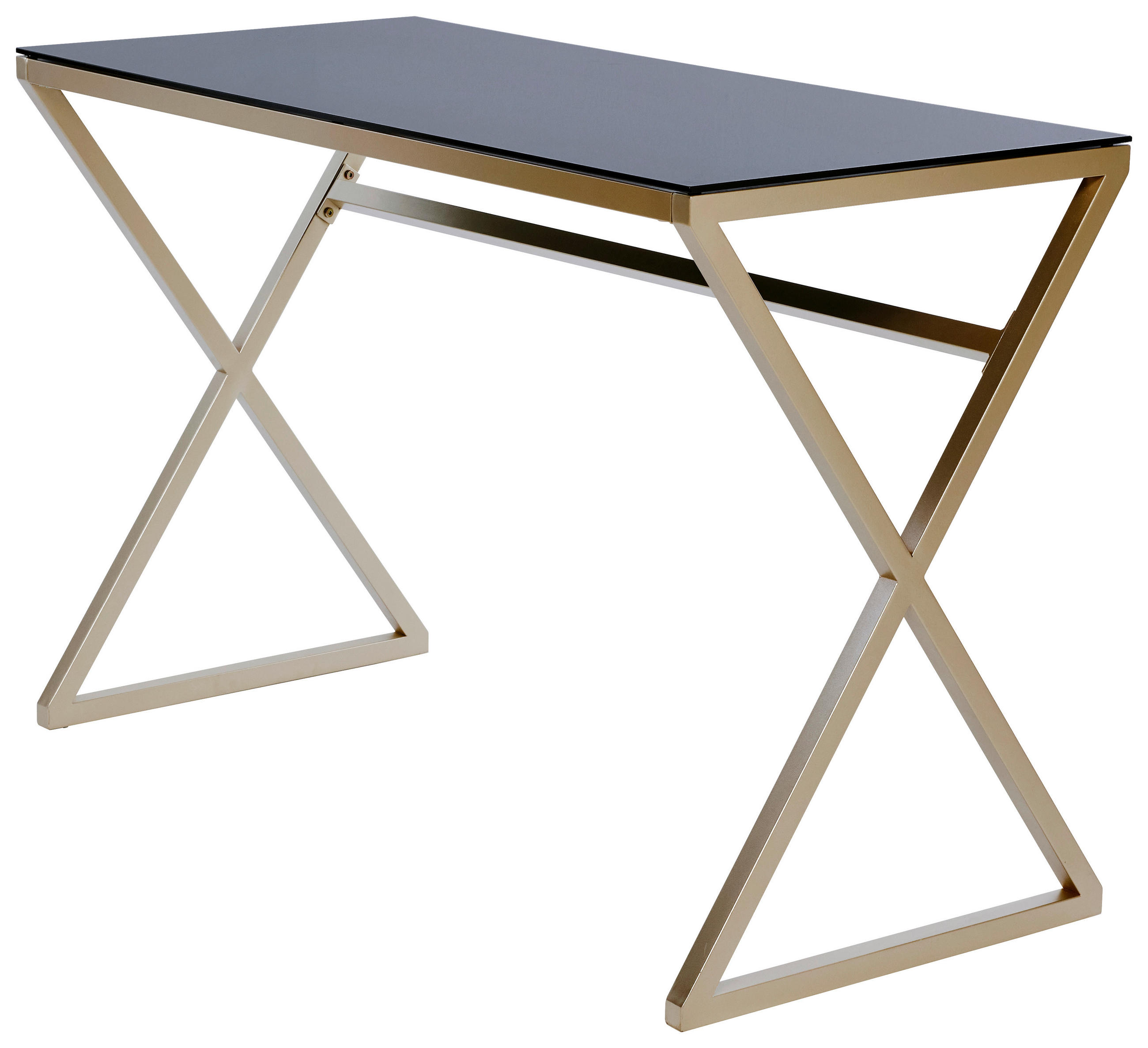SCHREIBTISCH 110/50/72 cm Schwarz, Goldfarben  - Goldfarben/Schwarz, MODERN, Glas/Metall (110/50/72cm) - Livetastic