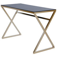 SCHREIBTISCH 110/50/72 cm Schwarz, Goldfarben  - Goldfarben/Schwarz, MODERN, Glas/Metall (110/50/72cm) - Livetastic