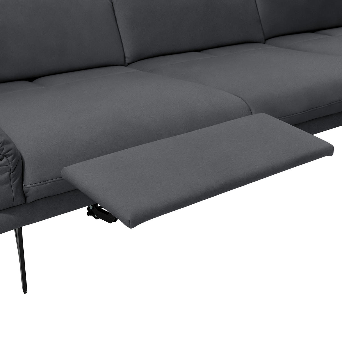 ECKSOFA Posh in Echtleder Dunkelgrau  308/173 cm  - Dunkelgrau/Anthrazit, Design, Leder/Metall (308/173cm) - Joop!