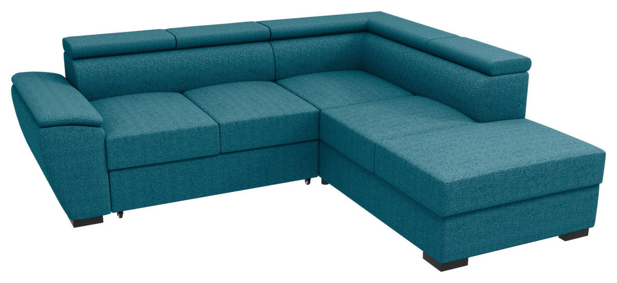 ECKSOFA Petrol Flachgewebe  - Petrol/Schwarz, KONVENTIONELL, Kunststoff/Textil (266/220cm) - Carryhome