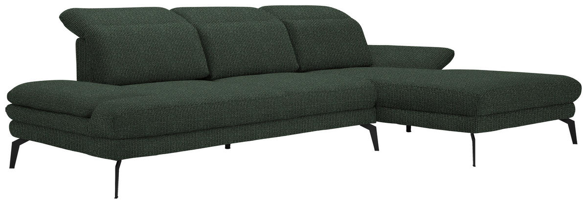 ECKSOFA in Webstoff Grün  - Schwarz/Grün, Design, Textil/Metall (289/180cm) - Stylife