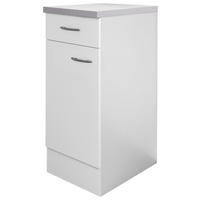 KÜCHENUNTERSCHRANK 30/85/60 cm  in Weiß  - Edelstahlfarben/Hellgrau, Holzwerkstoff/Kunststoff (30/85/60cm) - FlexWell