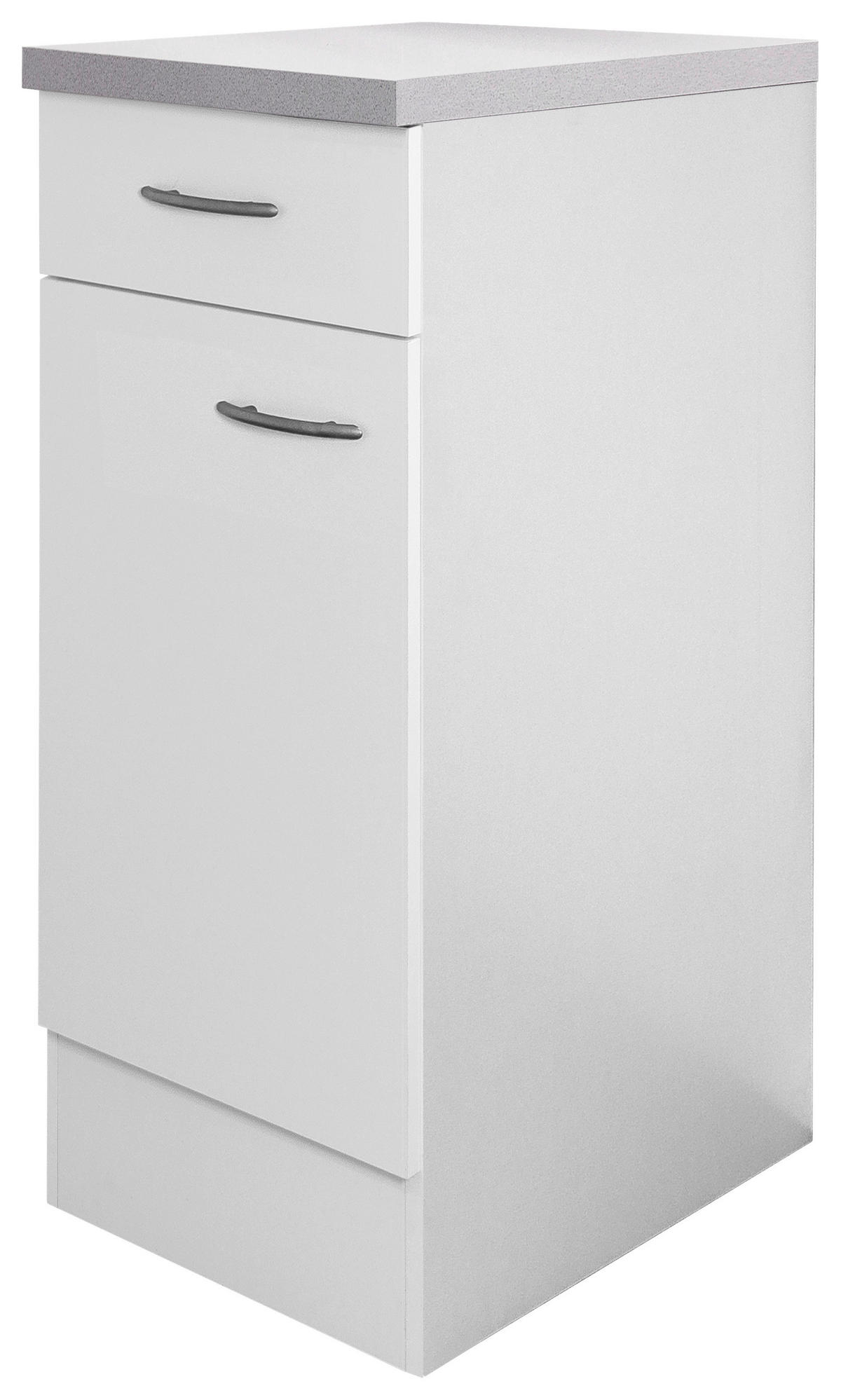 KÜCHENUNTERSCHRANK 30/85/60 cm  in Weiß  - Edelstahlfarben/Hellgrau, Holzwerkstoff/Kunststoff (30/85/60cm) - FlexWell