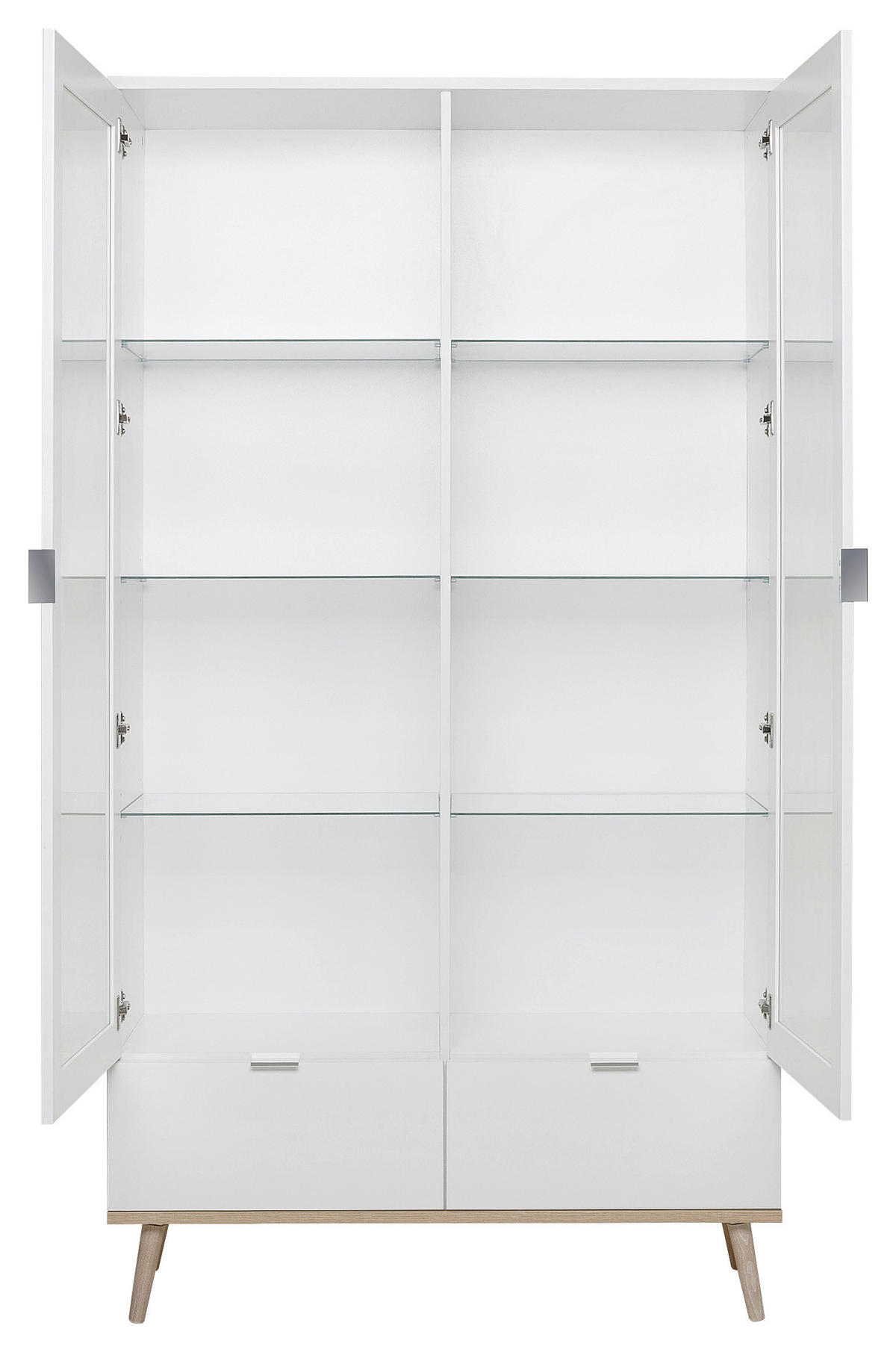 VITRIN fehér, tölgyfa  - alumínium színű/tölgyfa, Konventionell, faalapú anyag/Üveg (100/185/40cm) - MID.YOU