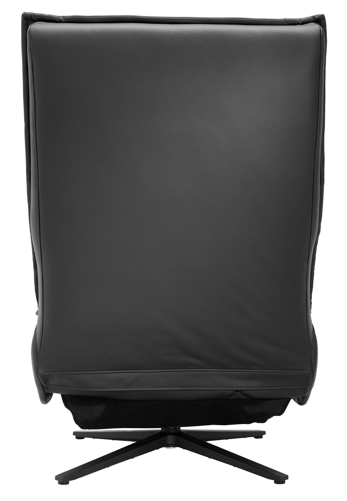 RELAXSESSEL Lederlook Echtleder Relaxfunktion, Fußteilverstellung, Nackenkissen    - Schwarz, Design, Leder/Textil (68/108/84cm) - Stylife