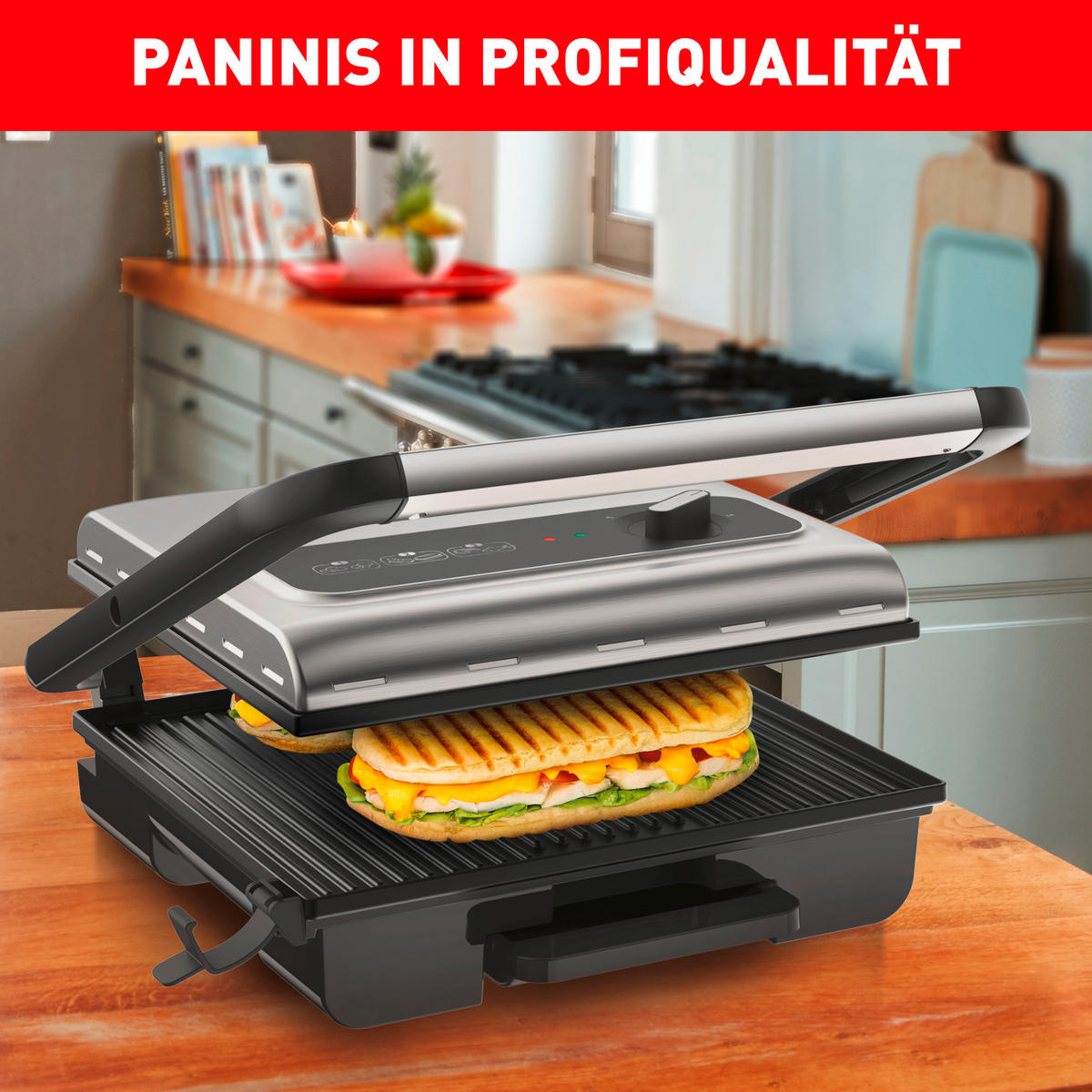 KONTAKTGRILL Inicio Adjust  - Chromfarben/Schwarz, Basics, Kunststoff/Metall (33,7/11,8cm) - Tefal