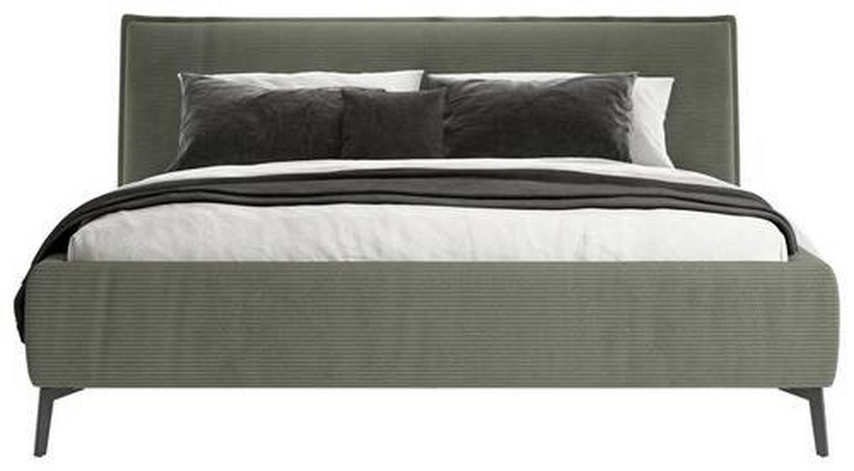 POLSTERBETT gepolstertes Kopfteil 180/200 cm  in Olivgrün  - Schwarz/Olivgrün, Design, Textil/Metall (180/200cm) - Lomoco