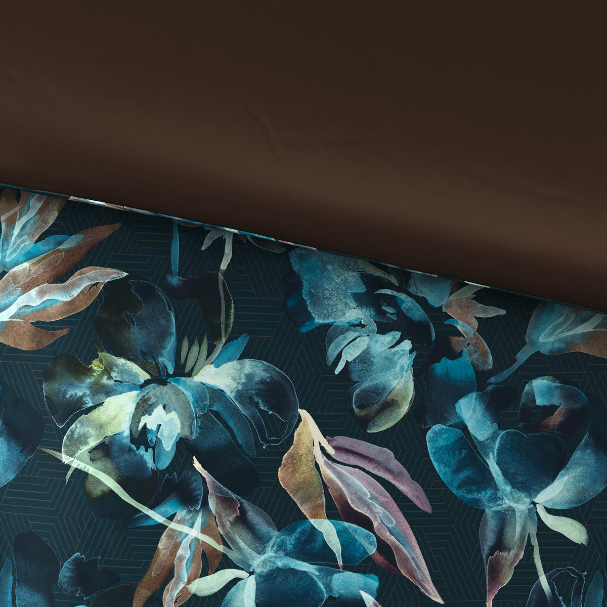 WENDEBETTWÄSCHE HELLA Satin 135/200 cm  - Petrol/Braun, Textil (135/200cm) - Novel
