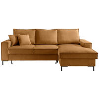 ECKSOFA Goldfarben Cord  - Goldfarben/Schwarz, MODERN, Textil/Metall (240/150cm) - Livetastic