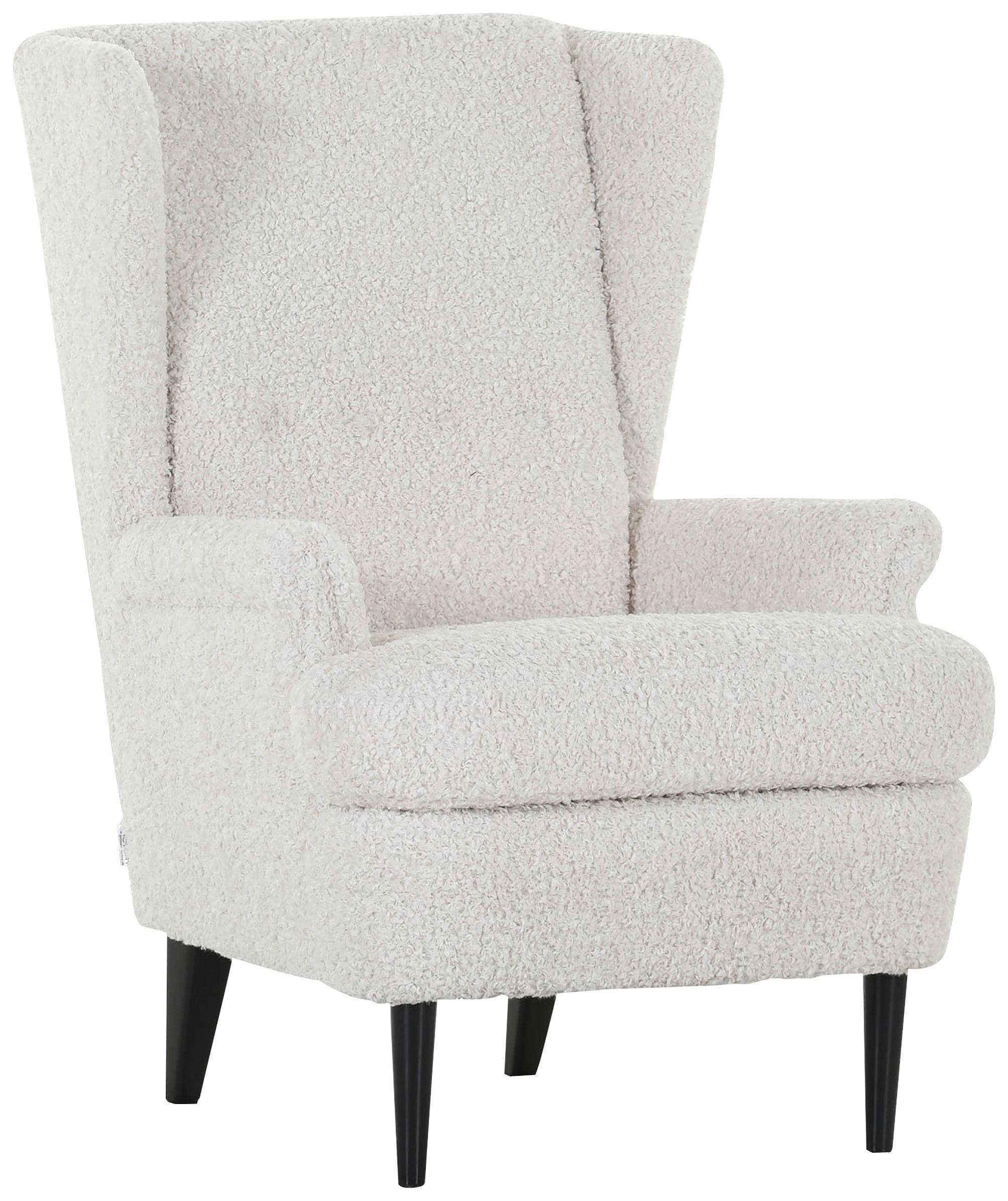 OHRENSESSEL Flachgewebe Weiß  - Dunkelbraun/Weiß, Design, Holz/Textil (72/104/85cm) - Carryhome