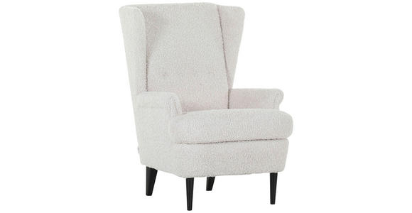 OHRENSESSEL Flachgewebe Weiß - Dunkelbraun/Weiß, Design, Holz/Textil (72/104/85cm) - Carryhome