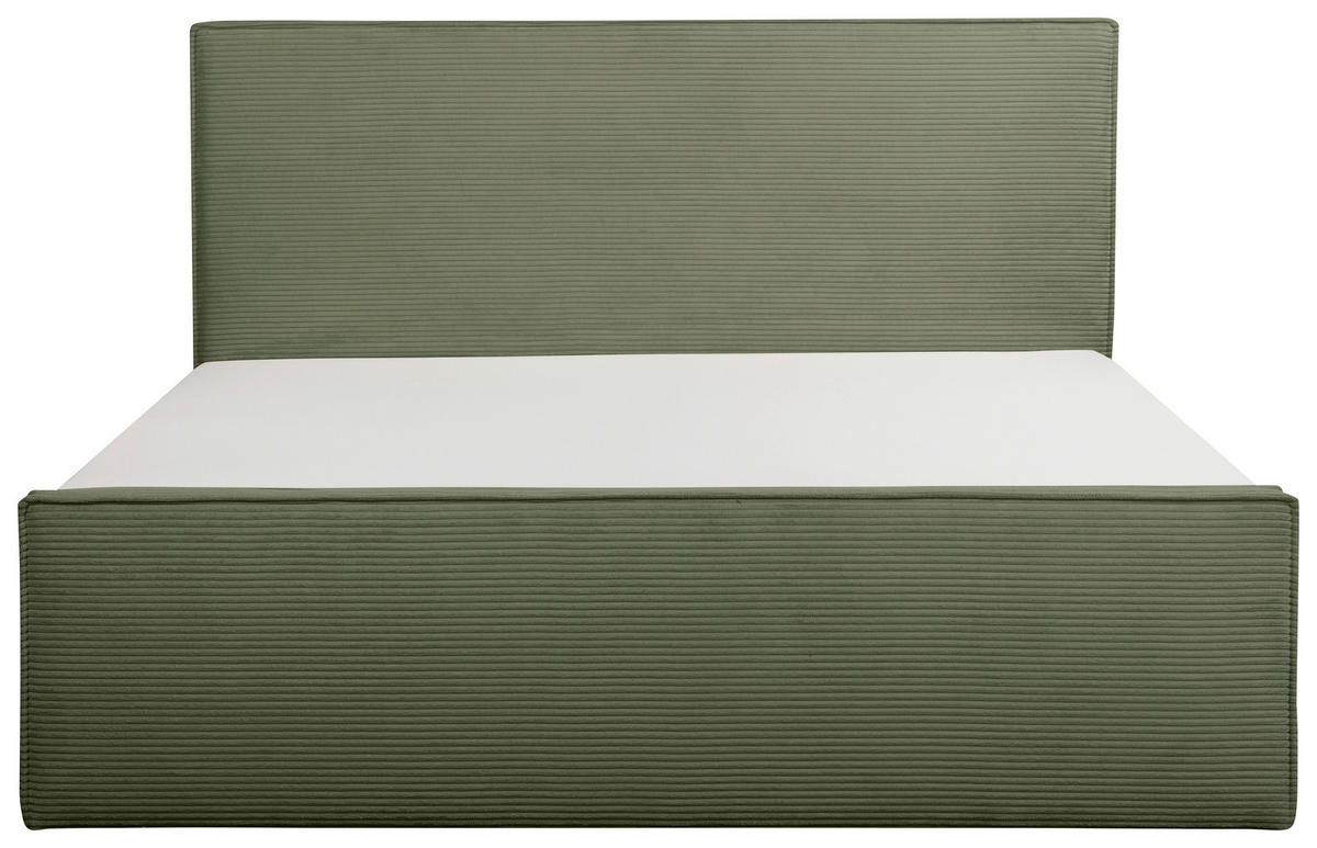 BOXBETT 180/200 cm,  in Grün, gepolstertes Kopfteil, Bettkasten, Topper, Matratzen, H3 + H3 = fest  - Schwarz/Grün, Basics, Kunststoff/Textil (180/200cm) - Chameo
