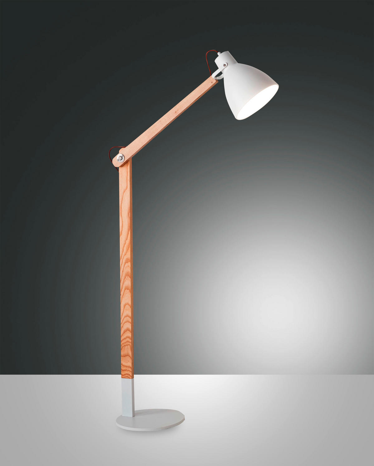 STEHLEUCHTE 73/180 cm    - Weiß/Naturfarben, Design, Holz/Metall (73/180cm) - Fabas Luce