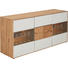 SIDEBOARD Kerneiche vollmassiv gebürstet, gewachst, lackiert, matt Eichefarben, Weiß - Eichefarben/Weiß, Design, Glas/Holz (175/80,5/49cm) - Valnatura