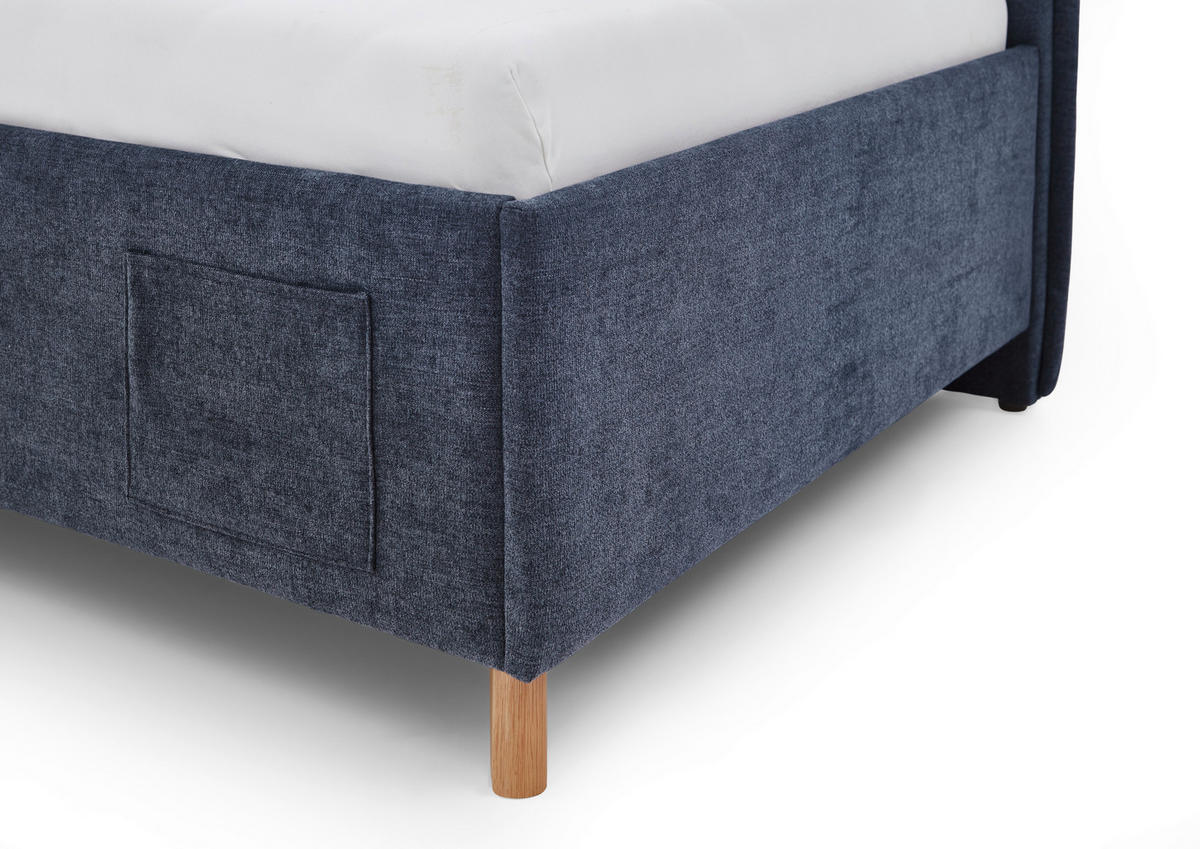 POLSTERLIEGE Flachgewebe Dunkelblau  - Eichefarben/Birkefarben, KONVENTIONELL, Holz/Textil (140/200cm) - Stylife