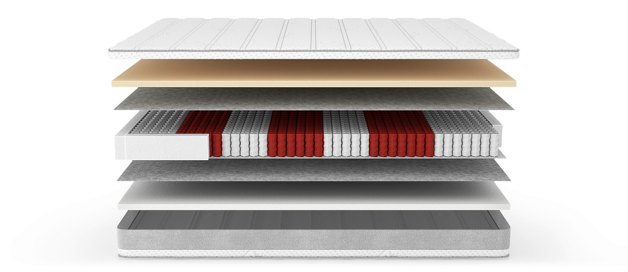 TASCHENFEDERKERNMATRATZE Only H3/H4 180/220 cm Höhe ca. 20 cm  H3 + H4 = fest + sehr fest  - Weiss, Basics, Textil (180/220cm) - Livetastic