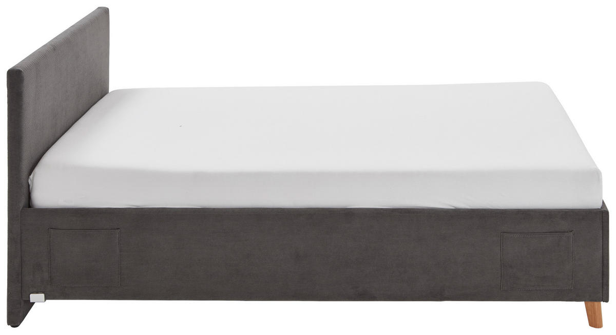POLSTERBETT 140/200 cm  in Anthrazit  - Eichefarben/Anthrazit, Konventionell, Holz/Textil (140/200cm) - Stylife