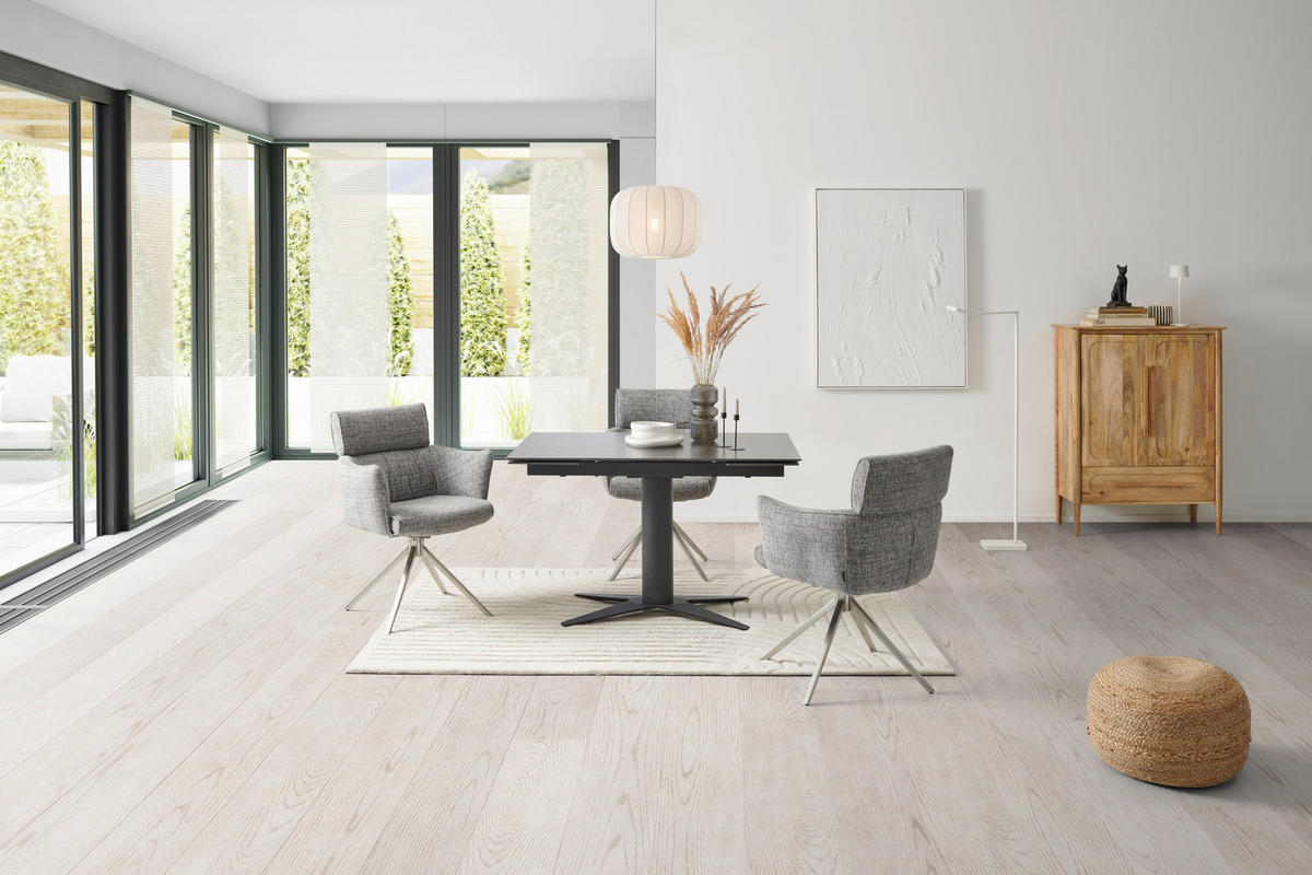 ARMLEHNSTUHL  in Edelstahl Mikrofaser  - Edelstahlfarben/Grau, KONVENTIONELL, Textil/Metall (61/89/63cm) - Livetastic