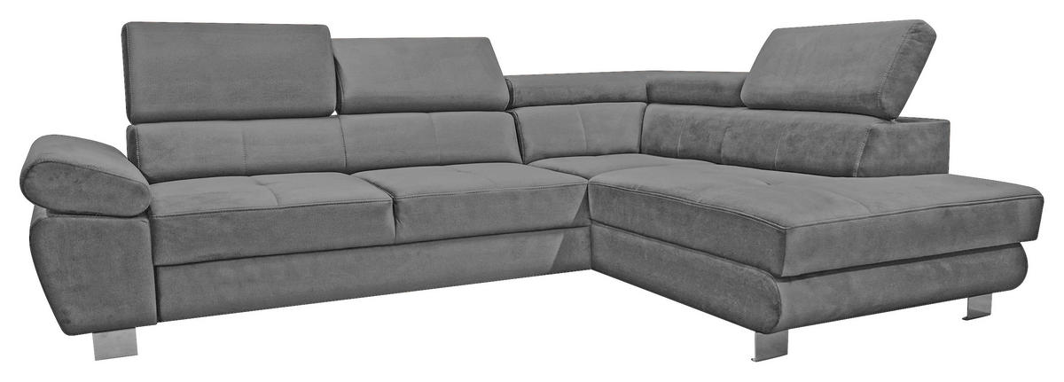 ECKSOFA  in Webstoff Grau  - Chromfarben/Grau, MODERN, Textil/Metall (278/205cm) - Stylife