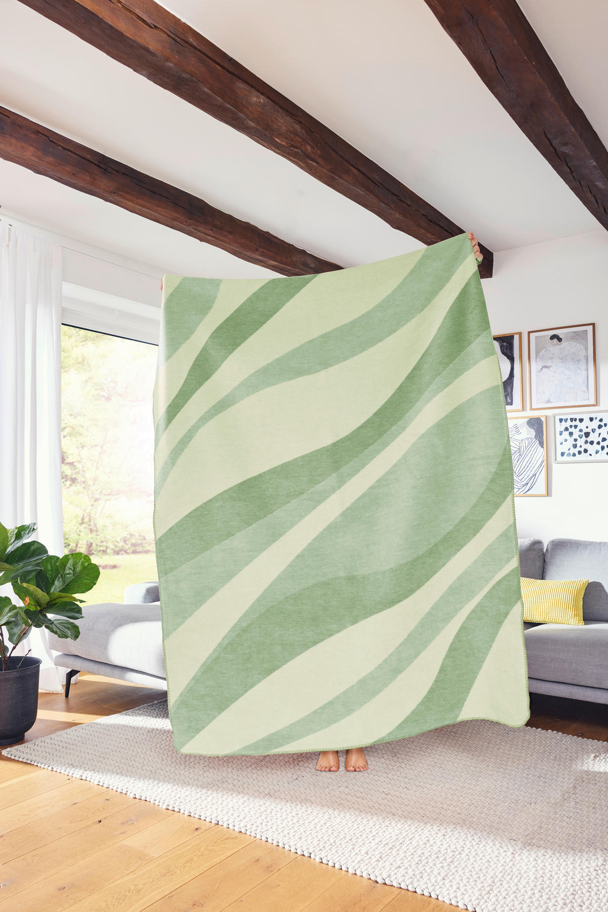 DECKE Novel 150/200 cm  - Salbeigrün/Thymiangrün, Design, Textil (150/200cm) - Novel