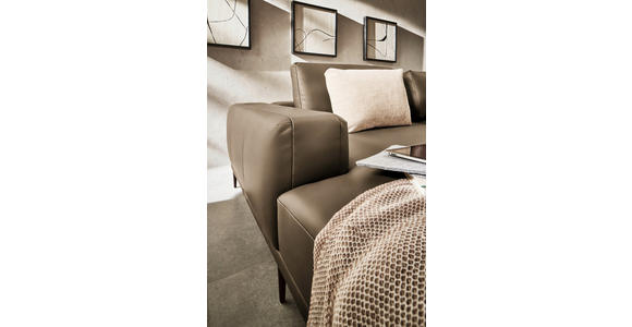 ECKSOFA  in Echtleder Cappuccino  201/304 cm  - Schwarz/Cappuccino, Design, Leder/Metall (201/304cm) - Belluti