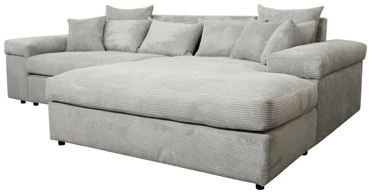 ECKSOFA Grau Cord Zierkissen, Rückenkissen, Rücken echt  - Schwarz/Grau, MODERN, Kunststoff/Textil (300/208cm) - Carryhome
