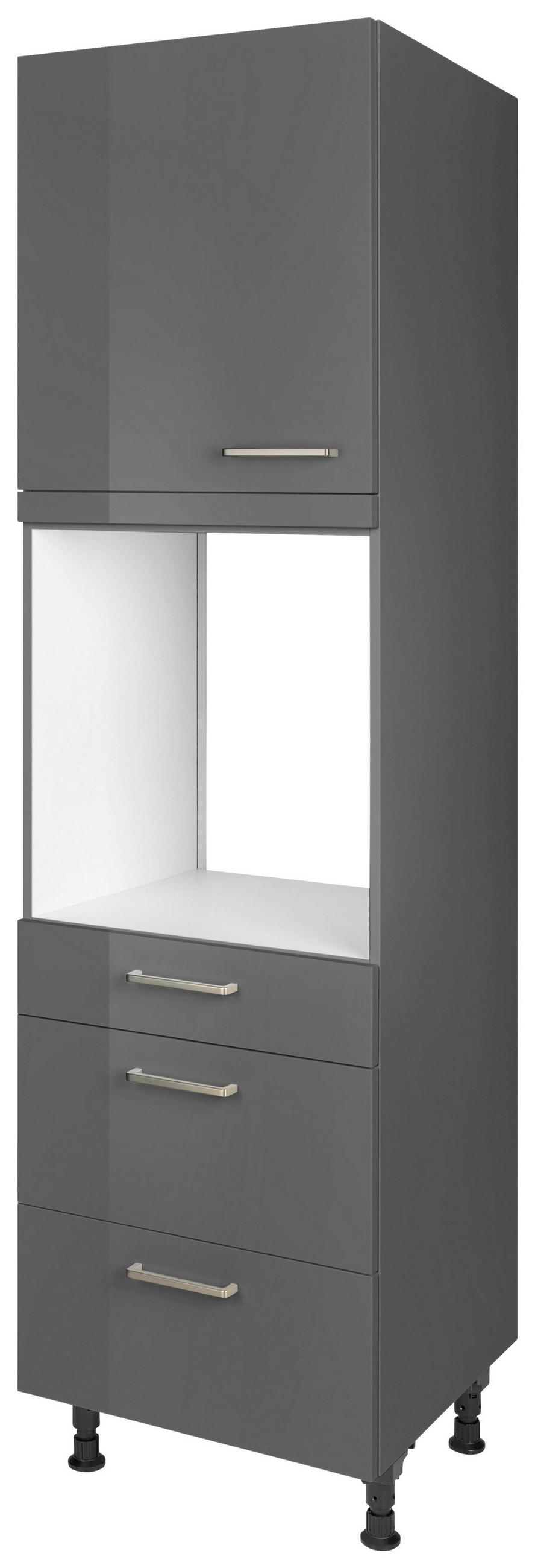 GERÄTEUMBAUSCHRANK 60/216,6/58 cm  in Schieferfarben  - Schieferfarben/Edelstahlfarben, MODERN, Holzwerkstoff/Metall (60/216,6/58cm) - Nobilia