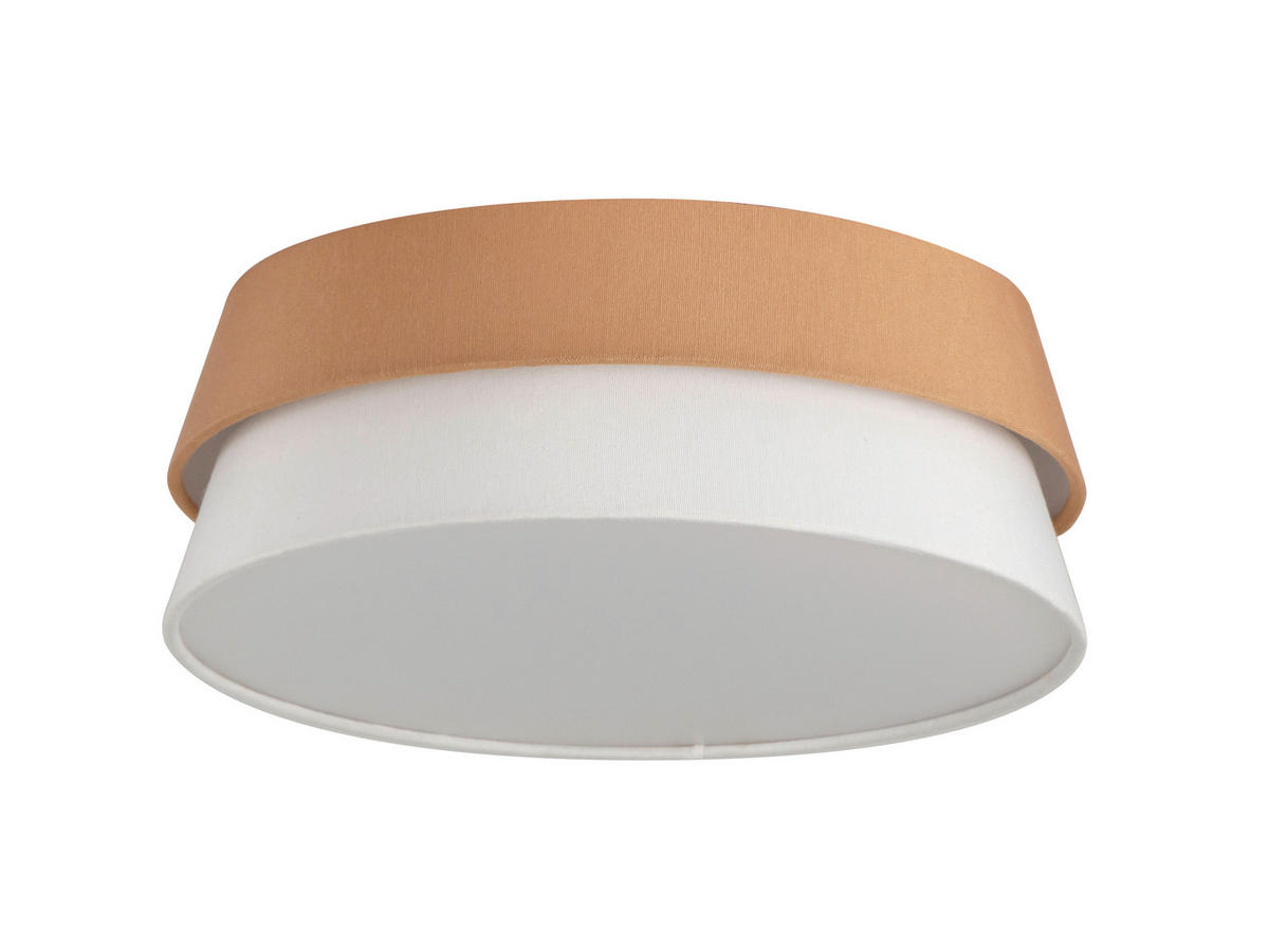 DECKENLEUCHTE 37/14 cm  - Weiß/Mokka, Trend, Kunststoff/Textil (37/14cm) - Collett's Monde