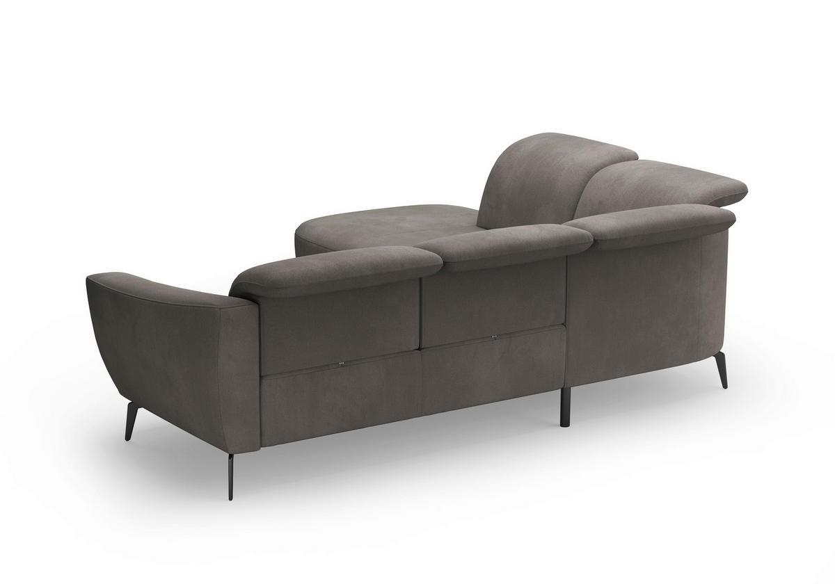 ECKSOFA in Flachgewebe Graphitfarben  267/300 cm  - Schwarz/Graphitfarben, KONVENTIONELL, Textil/Metall (267/300cm) - Sit & More