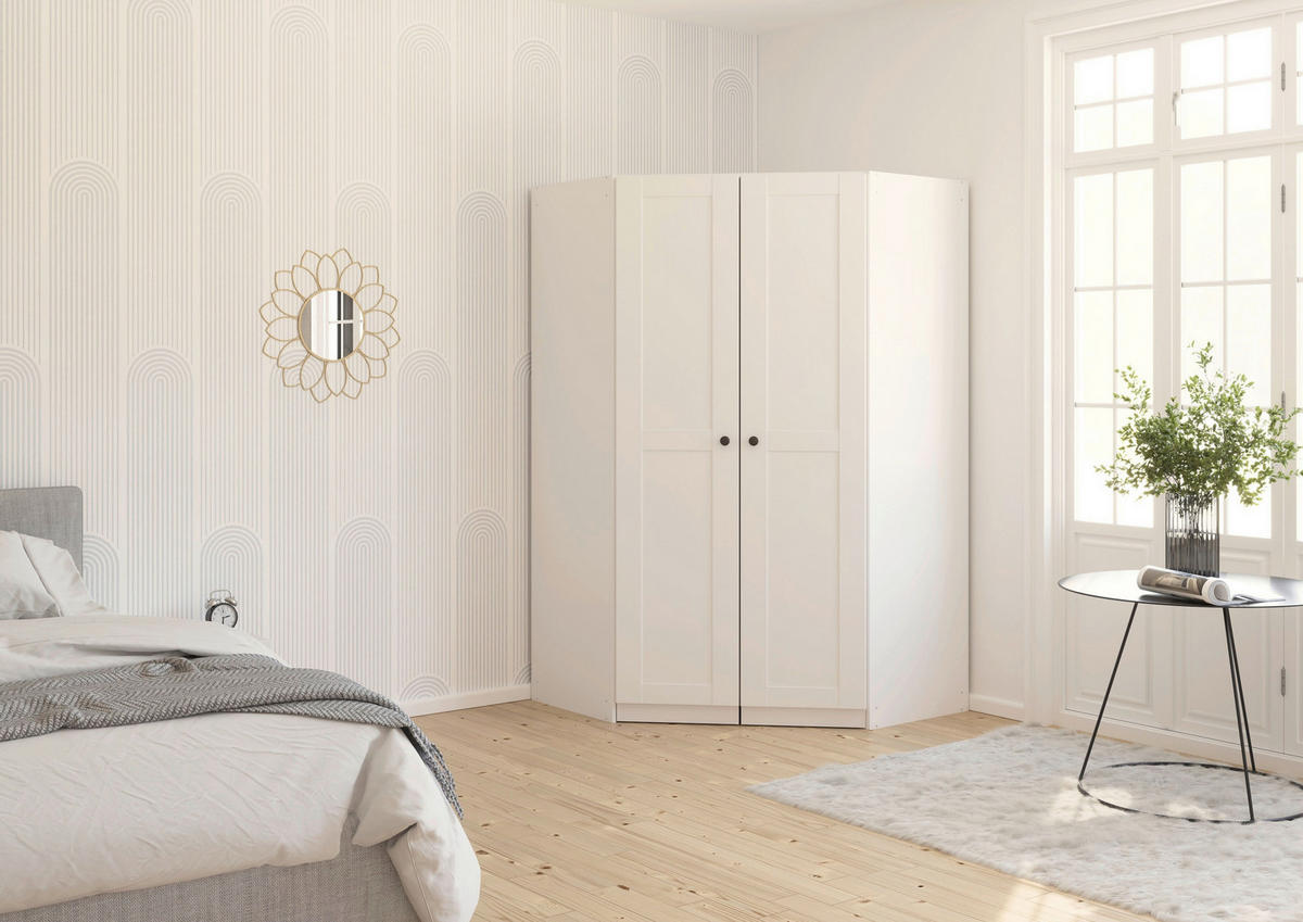 DREHTÜRENSCHRANK 117/197/54 cm,  in Weiß, 2-türig  - Schwarz/Weiß, KONVENTIONELL, Holzwerkstoff/Kunststoff (117/197/54cm) - home24