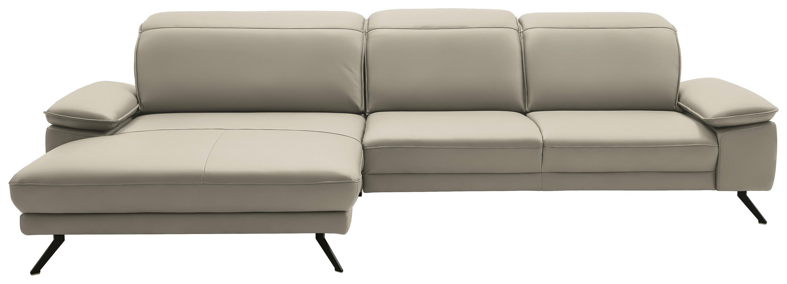 ECKSOFA in Echtleder Ecru  - Ecru/Schwarz, Design, Leder/Metall (193/332cm) - Dieter Knoll